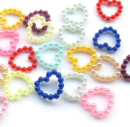 100 шт./лот белые бусины с сердечками и звездами плоской задней частью из