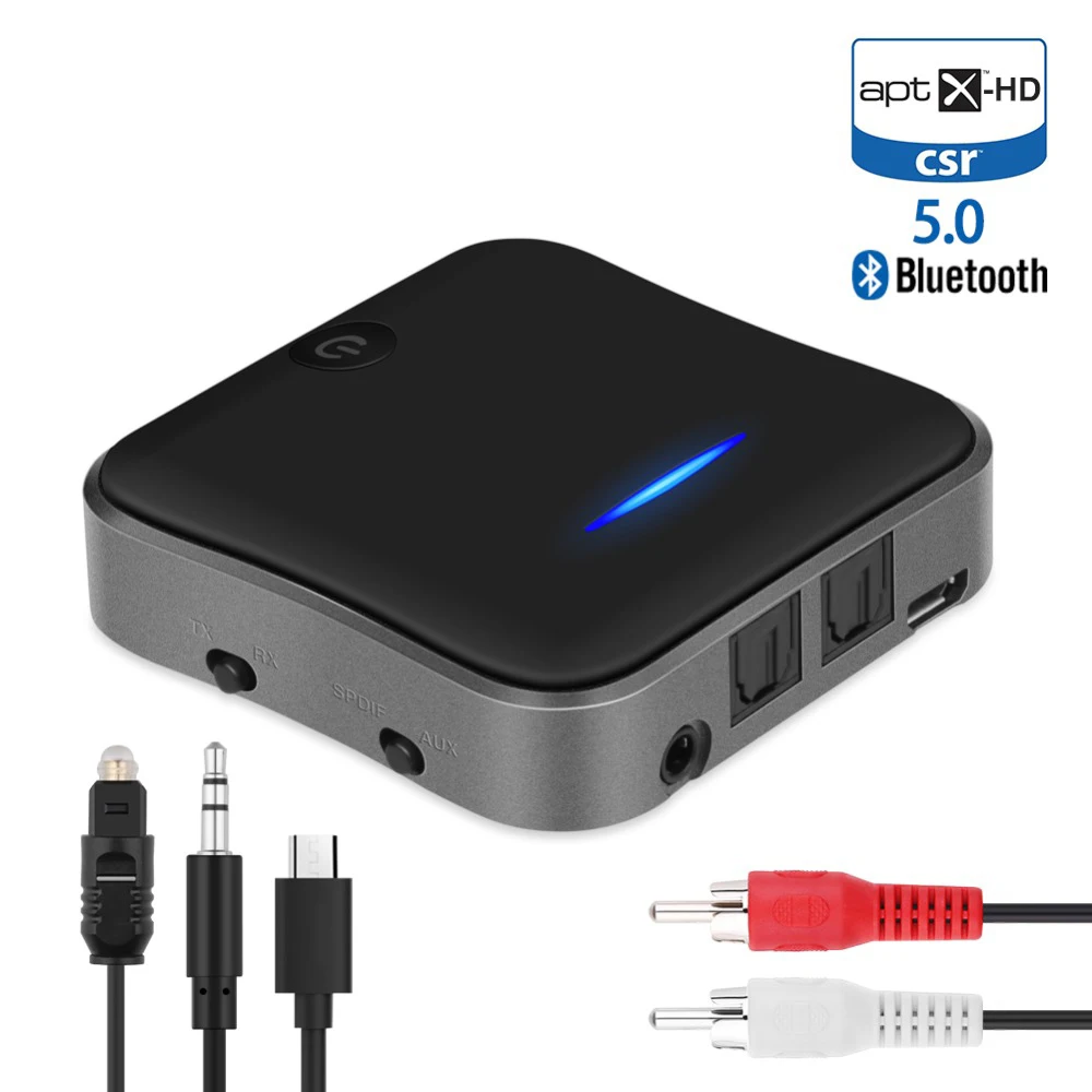 Bluetooth 5,0 передатчик приемник CSR8675 3,5 мм беспроводной адаптер USB AUX Jack/SPDIF/RCA APTX HD Bt LL аудио Музыка для ПК ТВ - Цвет: Black