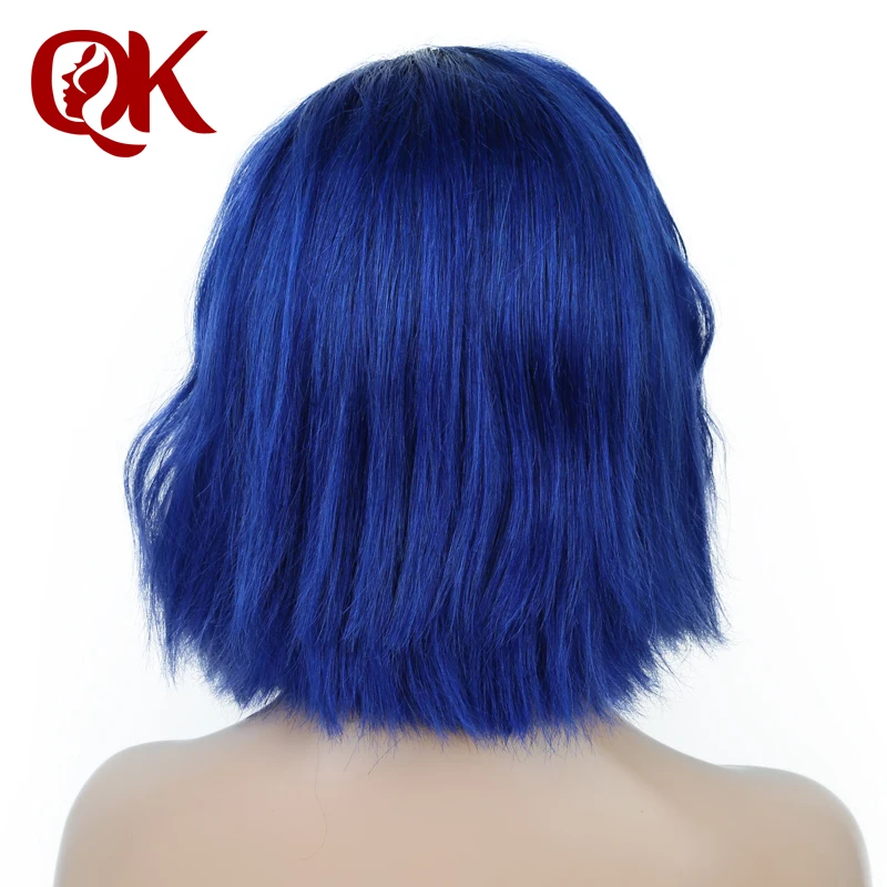 QueenKing парик для волос на шнурках 180% Плотность 1B синий Ombre BOB парик часть предварительно сорванные бразильские человеческие волосы remy