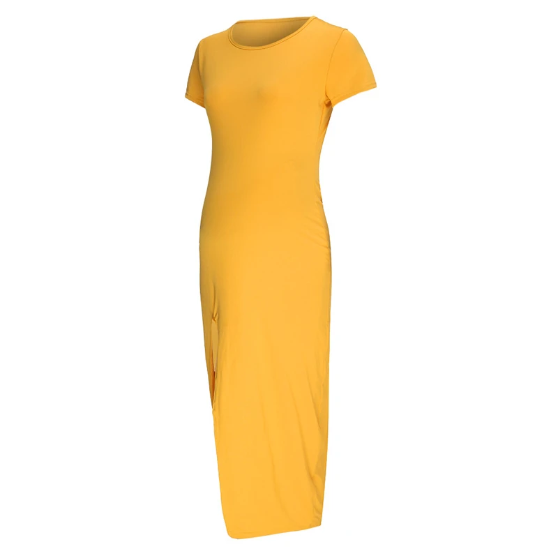 

TELOTUNY Fashion Women Solid color short-sleeved split bag hip skirt long maternity dress Fashion Women vestidos maternidad G 19