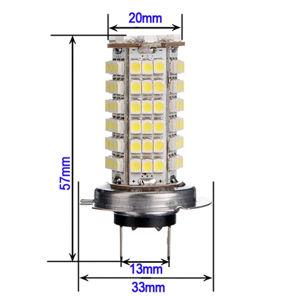 Большая Акция H7 102 LED 3528 SMD Автомобильные фары чисто белые Противотуманные Лампа