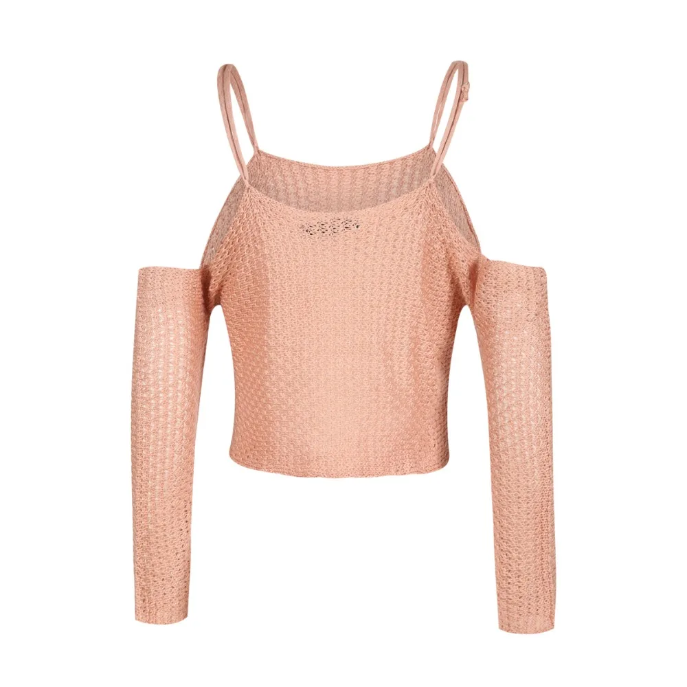 Розовый Белый трикотаж sweter Леди с длинным рукавом Tricot трикотажные осень-зима