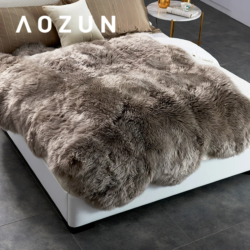 AOZUN 6P овчина ковер для домашнего декора мохнатый мех овечья кожа покрывало пушистое одеяло для детей зеленый краситель мех бросок Прямая поставка