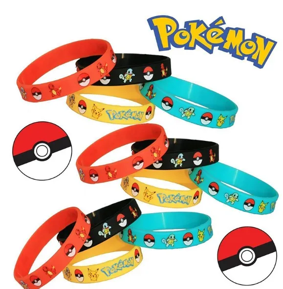 20 шт модные шармы игровой браслет Pokemon GO силиконовые браслеты мужские 4 цвета резиновые браслеты для женщин сувенир
