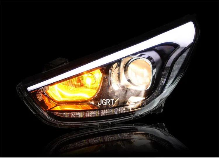 2 шт. светодиодный головной светильник s для hyundai IX35 2010-2013 Автомобильный светодиодный светильник s двойной ксеноновый Объектив Автомобильные аксессуары дневные ходовые огни противотуманный светильник