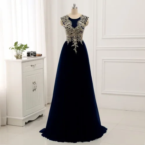 Erosebridal, Золотое кружевное ТРАПЕЦИЕВИДНОЕ вечернее платье, Драпированное платье, торжественное платье, женское элегантное платье с иллюксионом на спине, 7 цветов, одежда для выпускного вечера - Цвет: Тёмно-синий