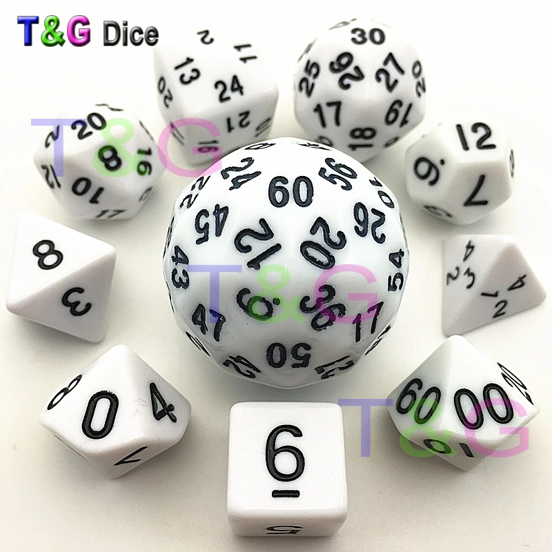 Лидер продаж 10cs набор цифровых кубиков T & G Высокое качество d4 d6 d8 d10 d % d12 d20 d24 d30 d60 с