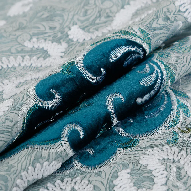 Современные Роскошные светло-голубые декоративные занавески с вышивкой для