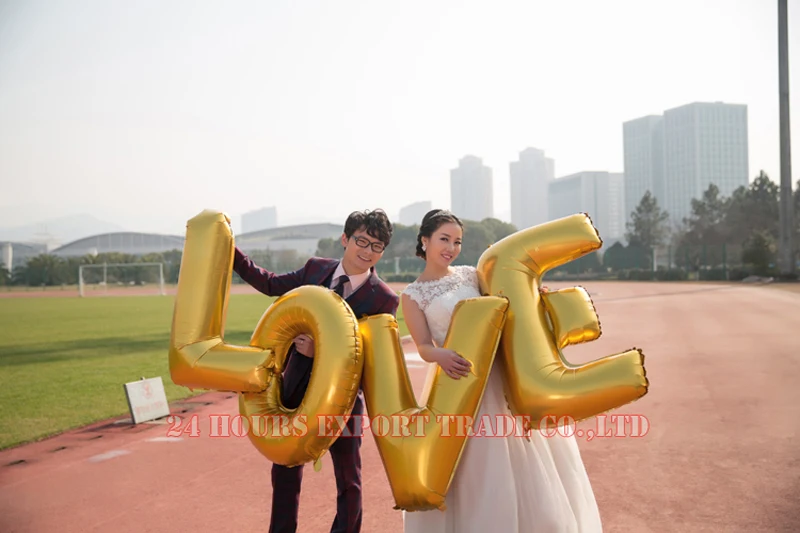 

HAOCHU 4PCS/lot 40" Super Large "LOVE" Gold Aluminum Foil Balloon Wedding Festival Decoration Ballon Take Photo Props Ballons