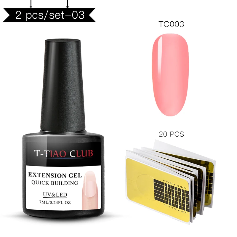 T-TIAO CLUB, 7 мл, быстрое удлинение, гель, телесный, прозрачный, розовый, белый, УФ, поливинилхлорид, строительный гель, лак, накладные ногти Типсы Искусство, маникюр, замочить - Цвет: HZH05174