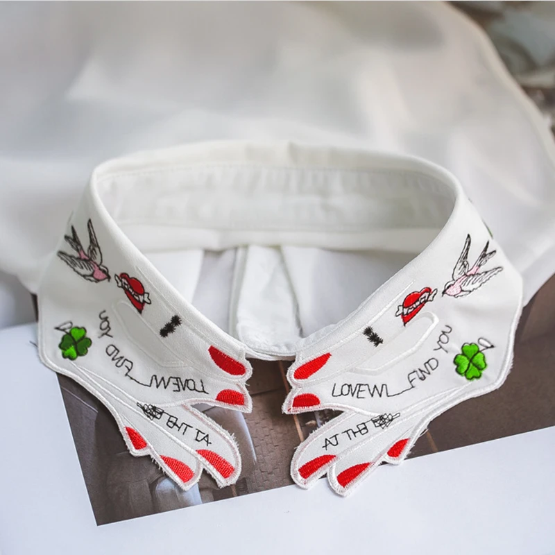 Женские пальчиковые дизайнерские отстегивающиеся воротники с вышивкой |