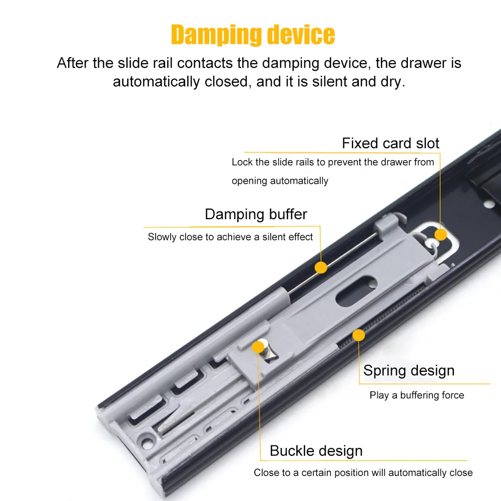 Высокий 2 шт. шарикоподшипник Боковое крепление выдвижные слайды Бесшумная