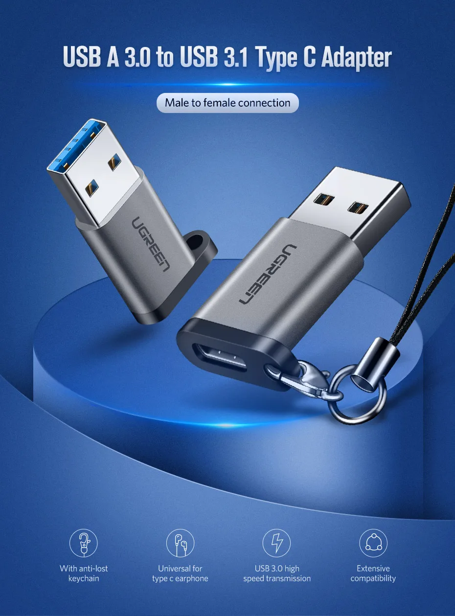 Ugreen USB C адаптер USB 3,0 папа-USB 3,1 type C мама type-C адаптер для ПК ноутбука samsung huawei P20 наушники USB адаптер