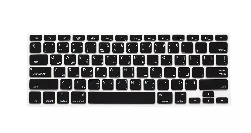 Black США силиконовая клавиатура чехол пленка для MacBook Air Pro 13 15 17 арабские наклейки клавиатуры для Mac book Air 13" - Цвет: Black