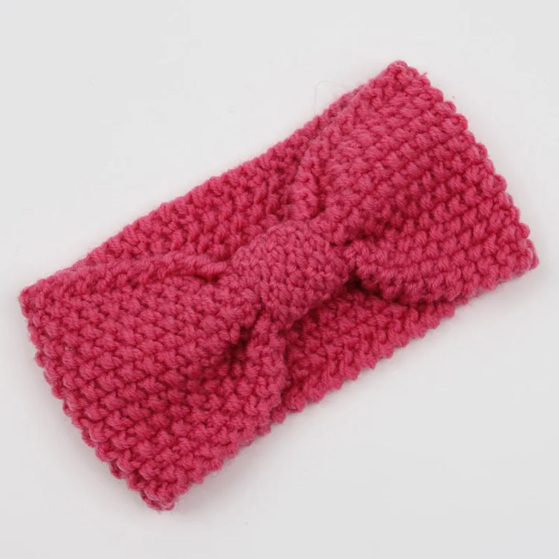 MXFD107-peach-red Повязки на голову для девушек, модные женские зимние вязаные головные повязки с бантиком и тюрбанами, теплая повязка на голову, аксессуары для волос XM - Цвет: MXFD107-peach-red