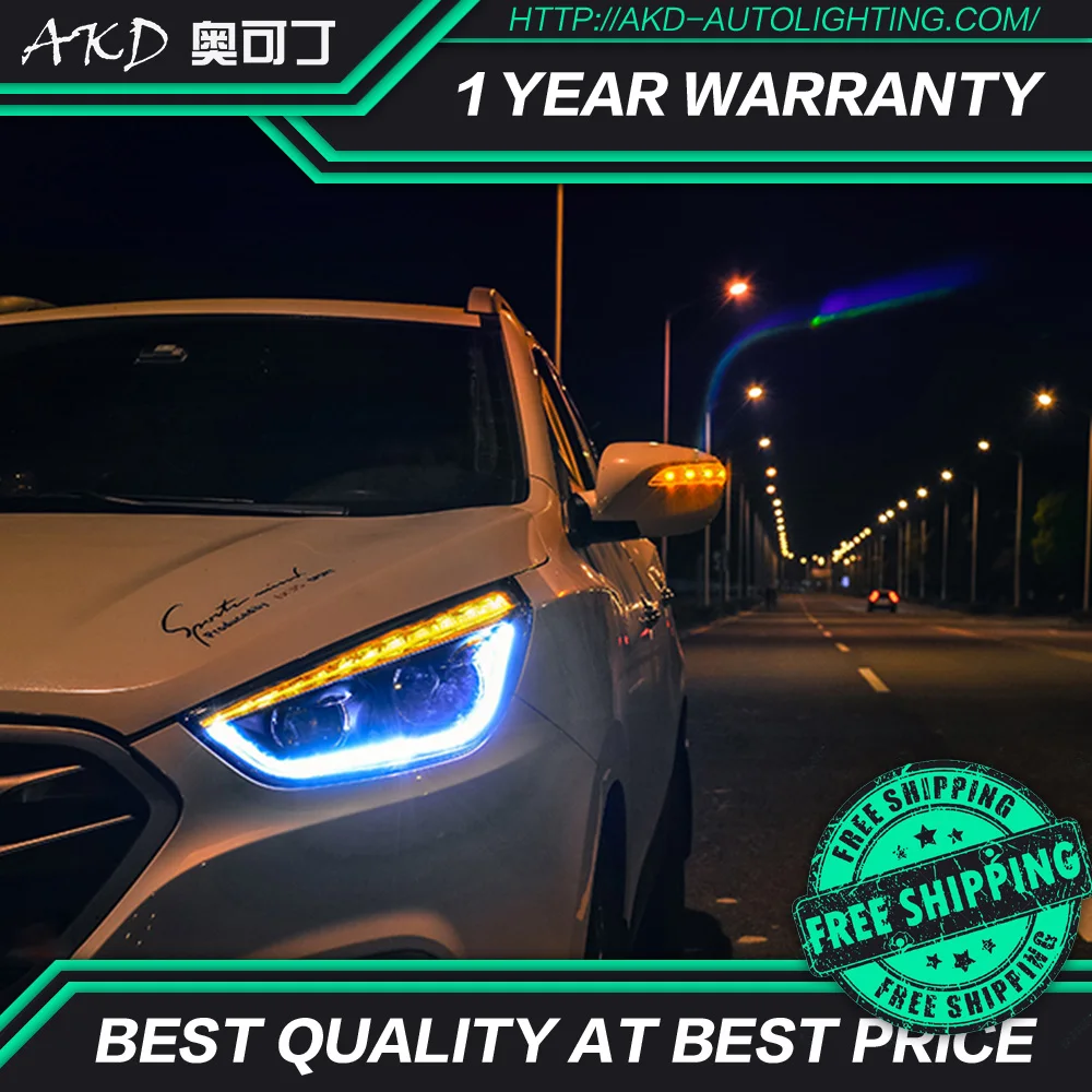 AKD тюнинг Автомобильные фары для hyundai ix35 Tuscon 2010 светодиодные фары DRL ходовые огни Биксеноновые Противотуманные фары ангельские глаза