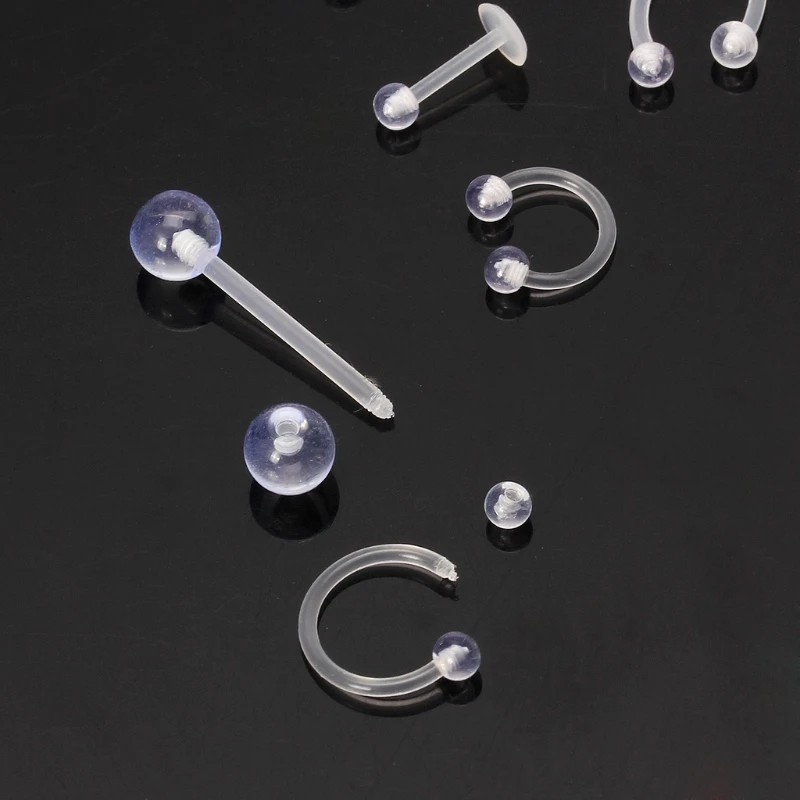9 шт. Ясно УФ Акриловые Нос гвоздик для брови кольцо бижутерия пирсинга