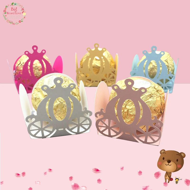 50 шт. лазерная резка Тыква карета конфеты бар детский душ картон коробка для дня