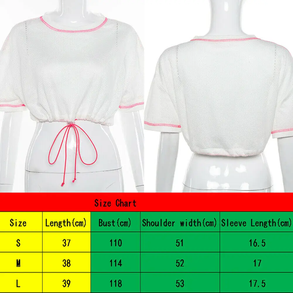 

2019 New Style Blouse Women Girls Mesh Sheer Crop Top Short Sleeve Transparent Short See Through Blouse Tops