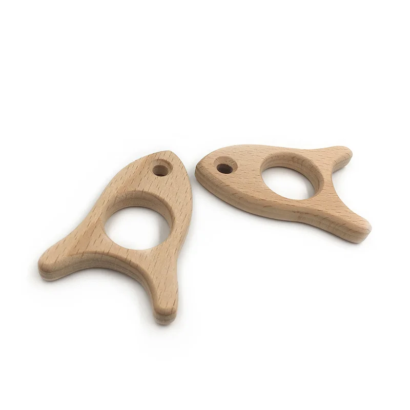 Wooden Rocket Teether Eco-friendly Beech DIY Baby Nursing Wood Teething Toy Accessories for Necklace Gift | Мать и ребенок