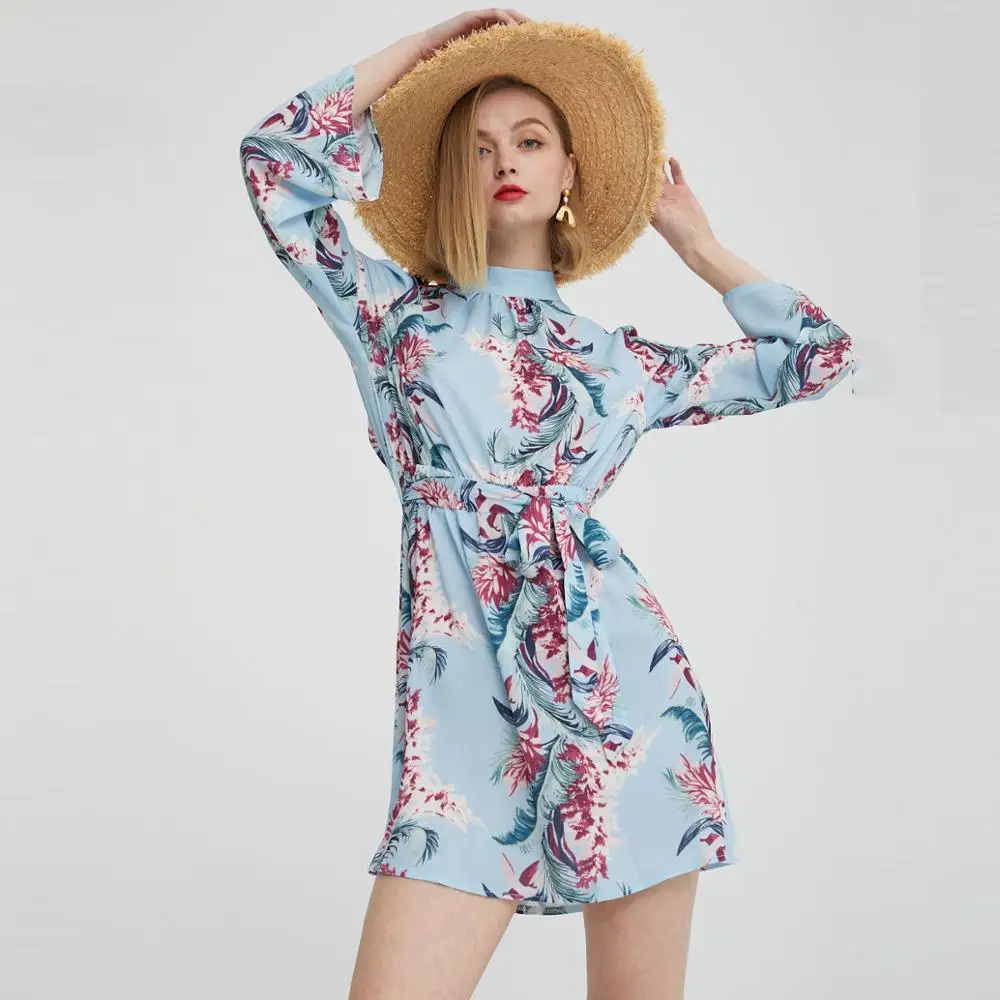 Женское мини-платье с цветочным принтом Wonder шифоновое элегантное дамское платье