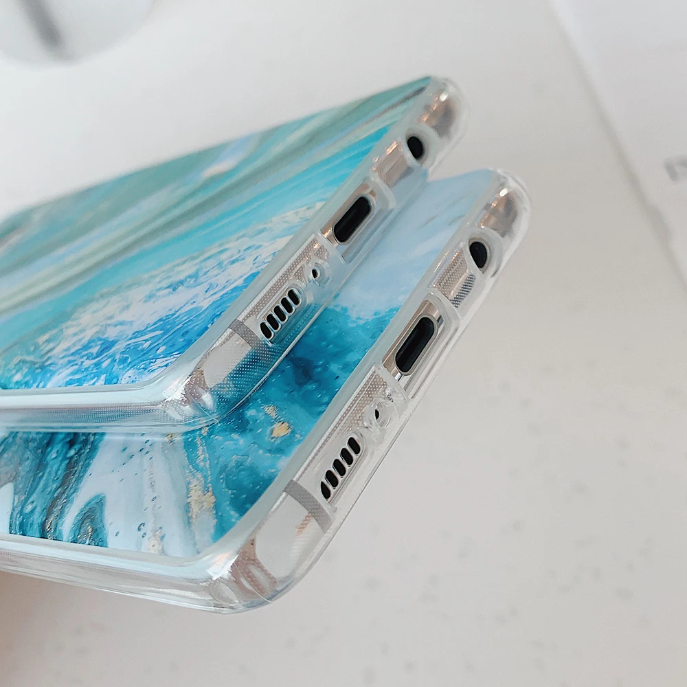 Чехол для телефона с градиентным синим мрамором Samsung Galaxy A42 5G A21S Note 20 Pro A50 S10 S9 S8 S20 A51