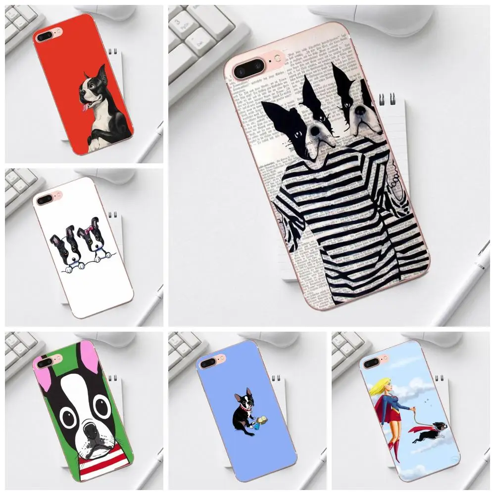 Смешной Бостон терьер подходит ТПУ Защитная кожа для Galaxy Alpha Core Prime Note 4 5 8 S3 S4 S5 S6 S7