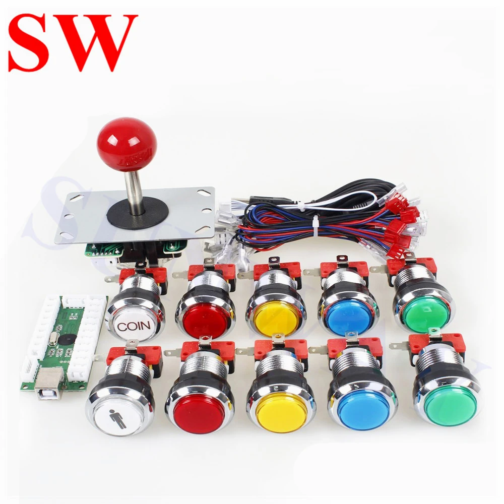 Игровой аркадный Набор DIY LED USB энкодер для ПК джойстик игра хромированная