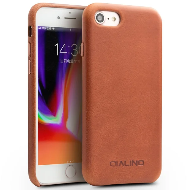 Coffee QIALINO Бизнес Натуральная кожа задняя крышка для iPhone 8 Plus ультра тонкий ручной работы чехол для телефона для iPhone 8 для 4,7/5,5 дюймов - Цвет: Coffee