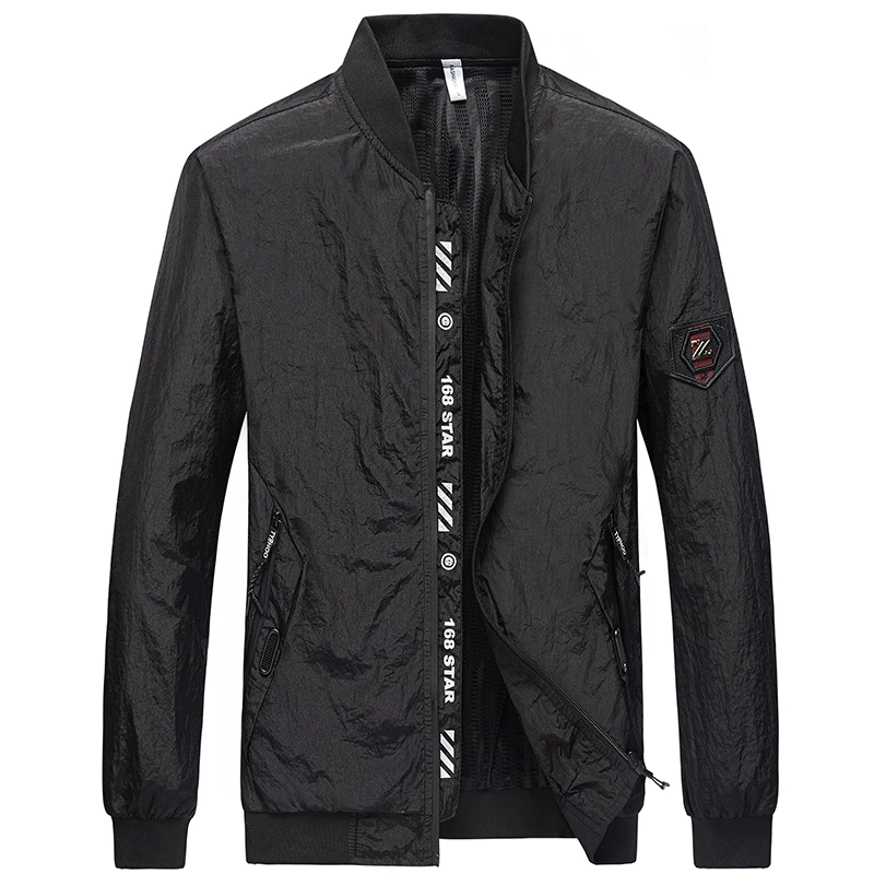 2018 Осенняя модная куртка-бомбер для мужчин с длинным рукавом базовое пальто