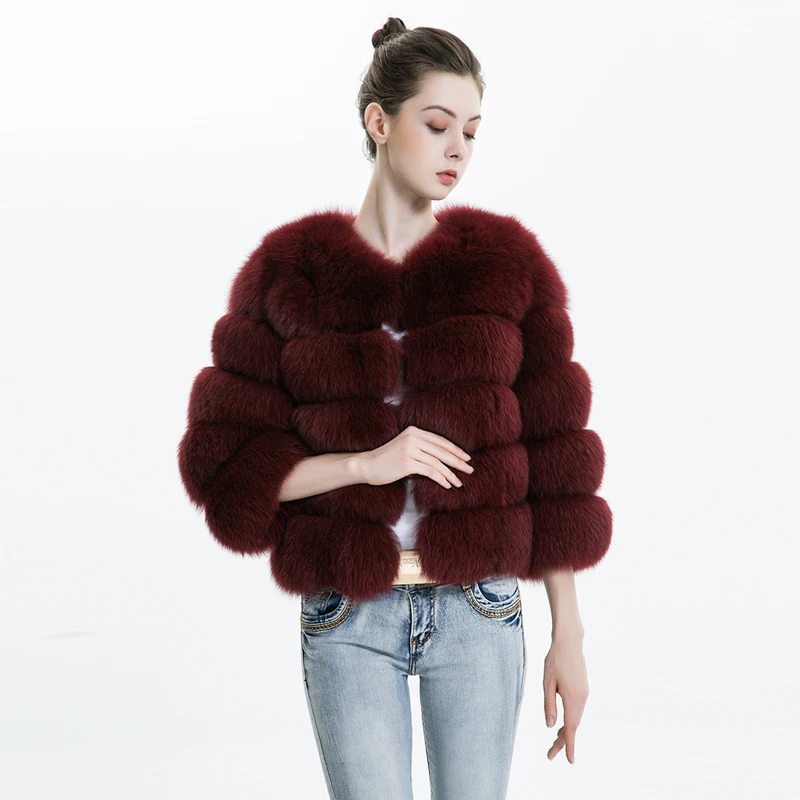 Real Fox Fur Coat Slim Women'S Winter Natural Fur Coat Single-Breasted Leather Coat Short Fox Fur Fashion Warm Winter Jacket04