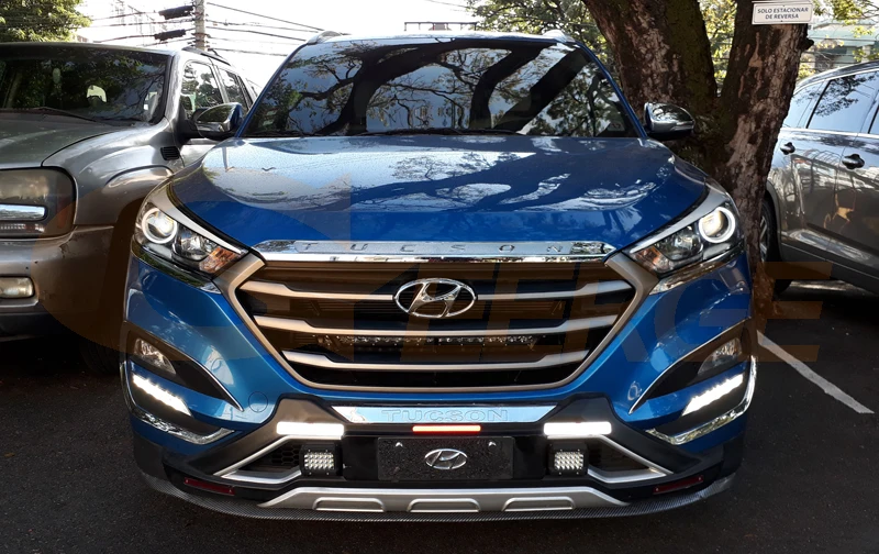 Для hyundai Tucson один проектор фара отличное Ультра яркое освещение smd комплект светодиодов «глаза ангела» DRL
