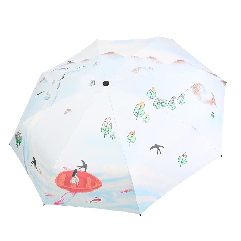 Sunshine and Rain Dual-purpose Sunscreen Ultraviolet Protection Folding Student Portable Five-fold Umbrella | Дом и сад