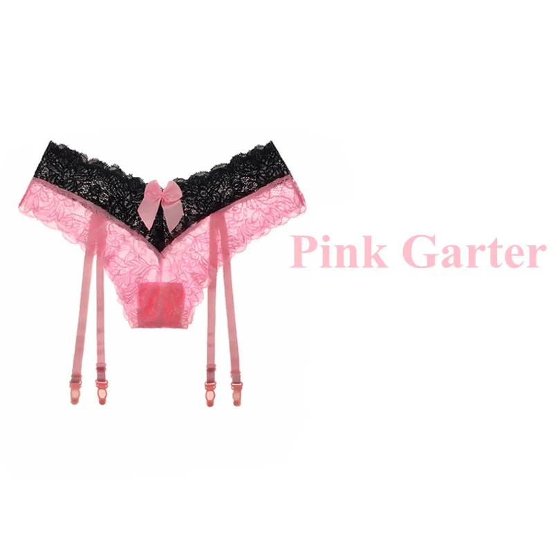 Pink Garter Кружевные Прозрачные сексуальные чулки, набор, дамское нижнее белье, облегающие высокие чулки с подвязками для свадьбы, пояс для чулок, сексуальные колготки - Цвет: Pink Garter