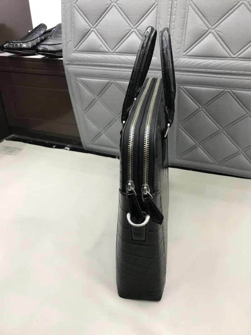 Необычная натуральная крокодиловая кожа на молнии портфель для бизнесменов