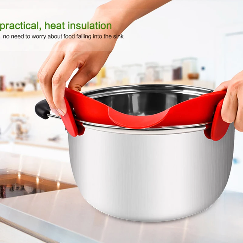 FHEAL Silicone Clip-on Pot Pan Bowl Funnel Strainer Rice Washing Colander Multifunction Kitchen Gadgets | Дом и сад