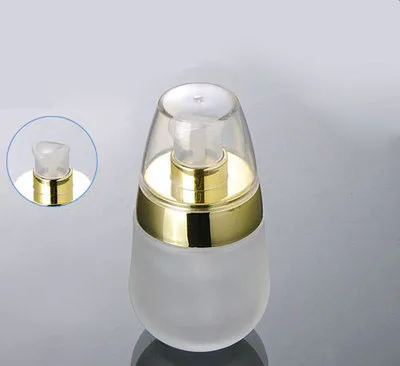 

30ml frosted glass lotion with gold lid bottle press pump bottle cosmetic container glass bottle