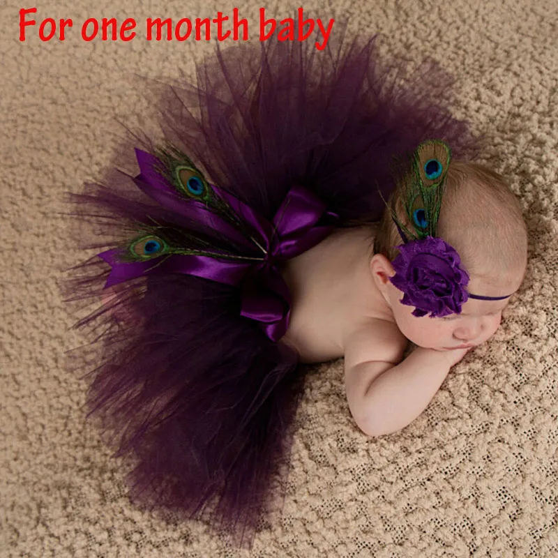 for one month baby Реквизит для фотосессии новорожденных; Детский костюм; наряд принцессы; юбка-пачка для малышей; повязка на голову; реквизит для фотосессии с реальным фото - Цвет: for one month baby