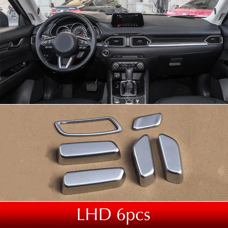 For LHD Для Mazda CX5,- KF Автомобильная регулировка сиденья ручка крышка наклейки на кузов Подрезка полосы автомобильные аксессуары 6 шт/комплект - Название цвета: For LHD