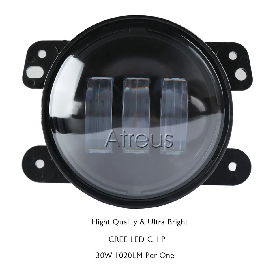 Atreus Автомобильный светодиодный противотуманный фонарь 12 В для Jeep Wrangler JK 07~ 14 Аксессуары 1 пара " 30 Вт Высокая мощность авто светодиодный DRL противотуманная фара комплект