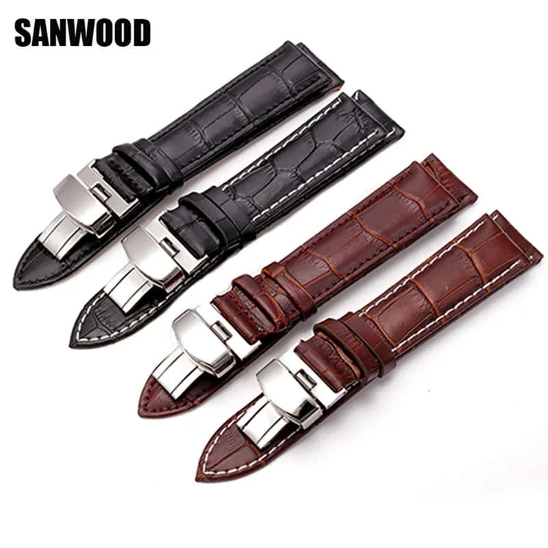 Ремешок кожаный для наручных часов 18/20/22 мм|black watchband|band 18mmwatchband leather |