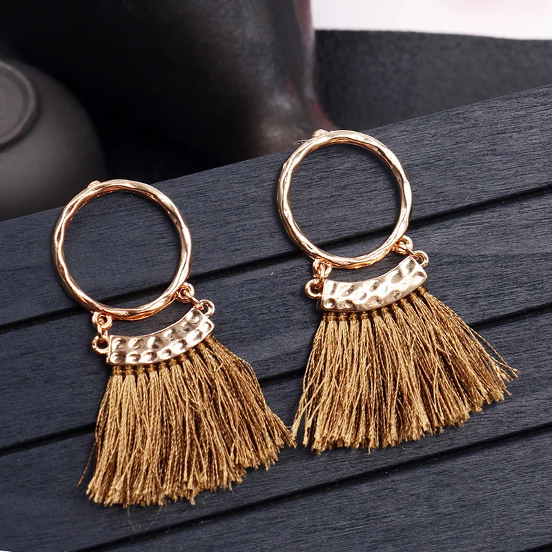 2019 модные богемные серьги с кисточками этнические Бохо золотые маленькие