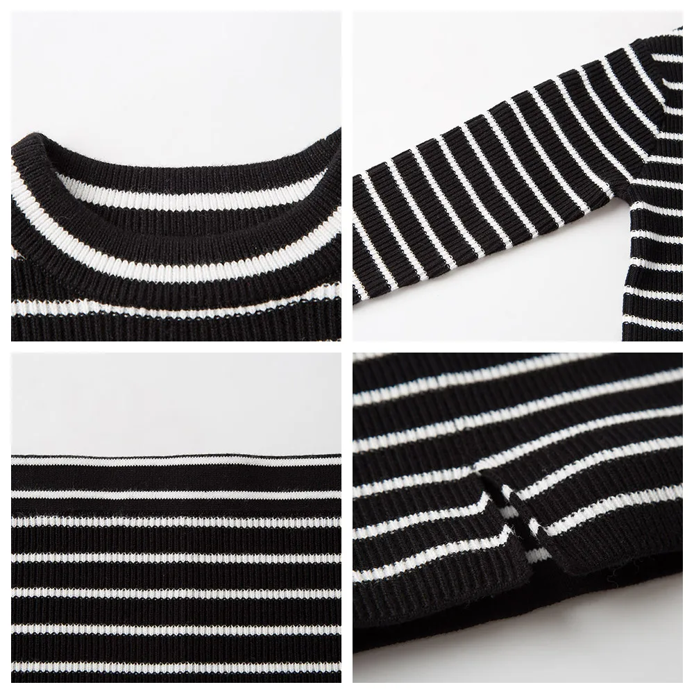 Комплект из 2-х предметов для девочек: свитер в полоску и юбка-свитер | Мать