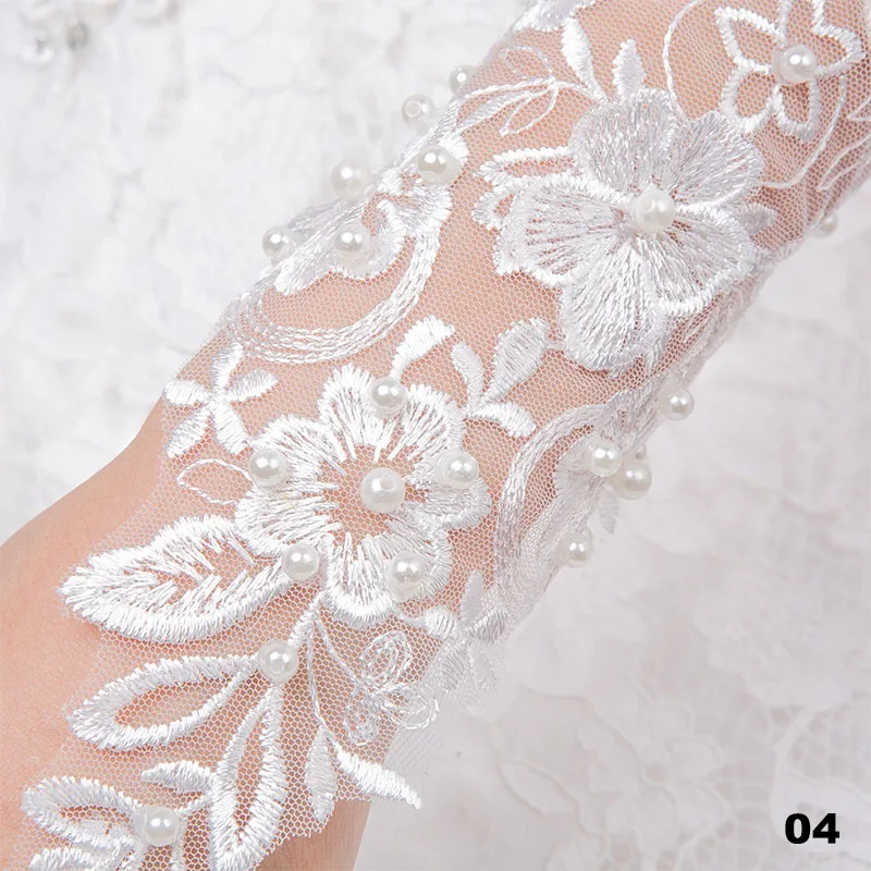 Style 4 1 пара белых длинных кружевных перчаток для невесты свадебное платье без пальцев дешевые аксессуары Стразы, украшенные искусственным жемчугом - Цвет: Style 4