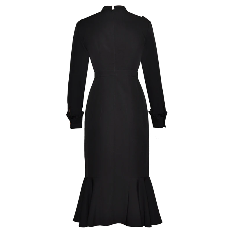 HIGH QUALITY Newest Summer Fashion 2018 Runway Dress Women's Long Sleeve Buttons Mid-calf Mermaid | Женская одежда