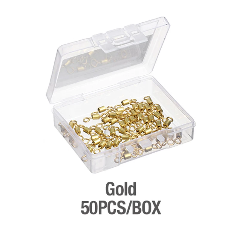Gold 50pcs DONQL 50/100 шт./let шариковый роликовый твердый шарнирный крючок с кольцом, соединитель для рыболовных крючков из нержавеющей стали, соединитель для подшипников, рыболовные снасти - Цвет: Gold 50pcs