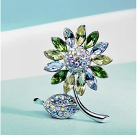 decorative rhinestone crystal flower brooch for men badges corsages brooches women sweater suit accessory