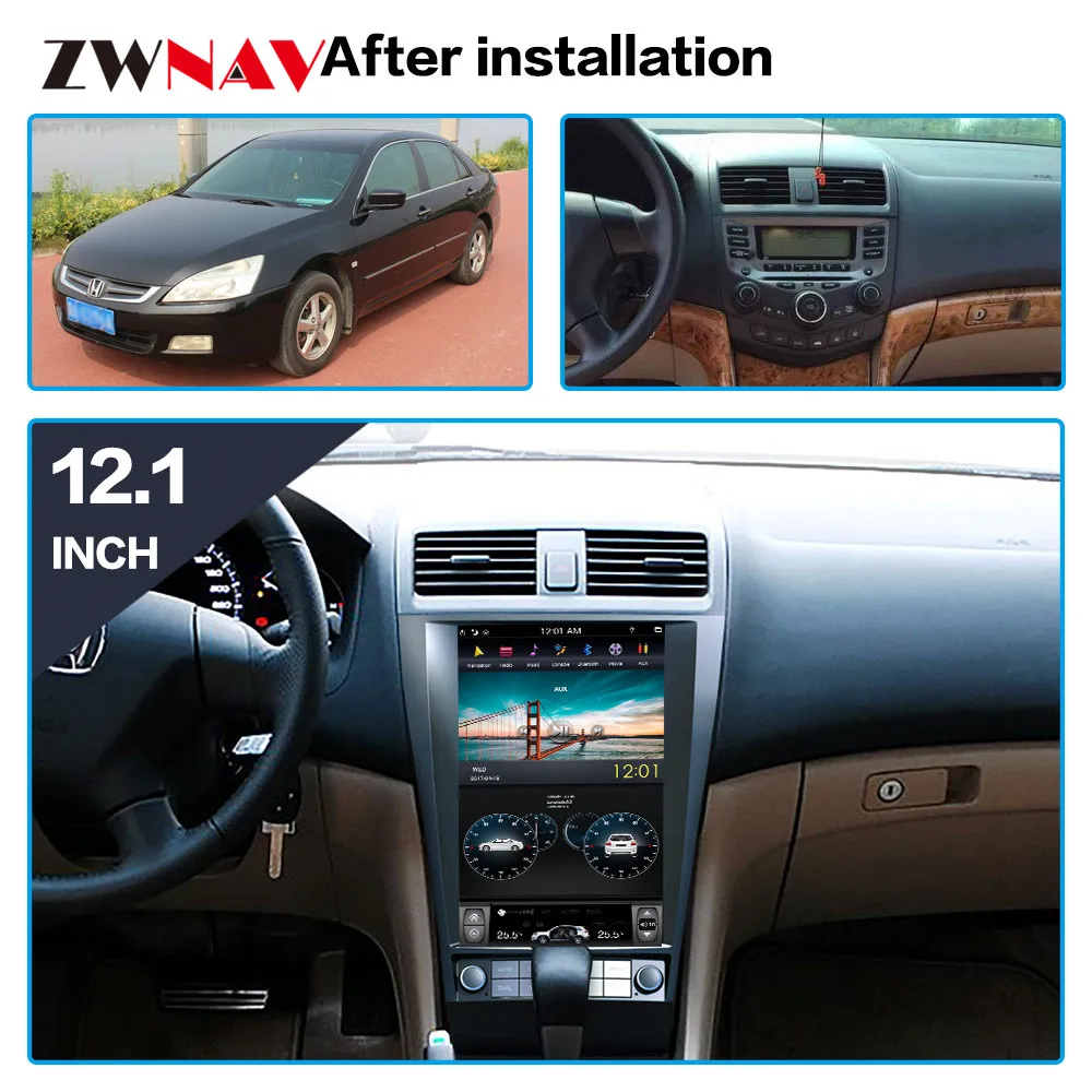 ZWNVA Tesla экран Android 8,1 dvd-плеер автомобиля радио gps навигация для HONDA ACCORD семь 2003 2004 2005 2006 2007 мультимедиа