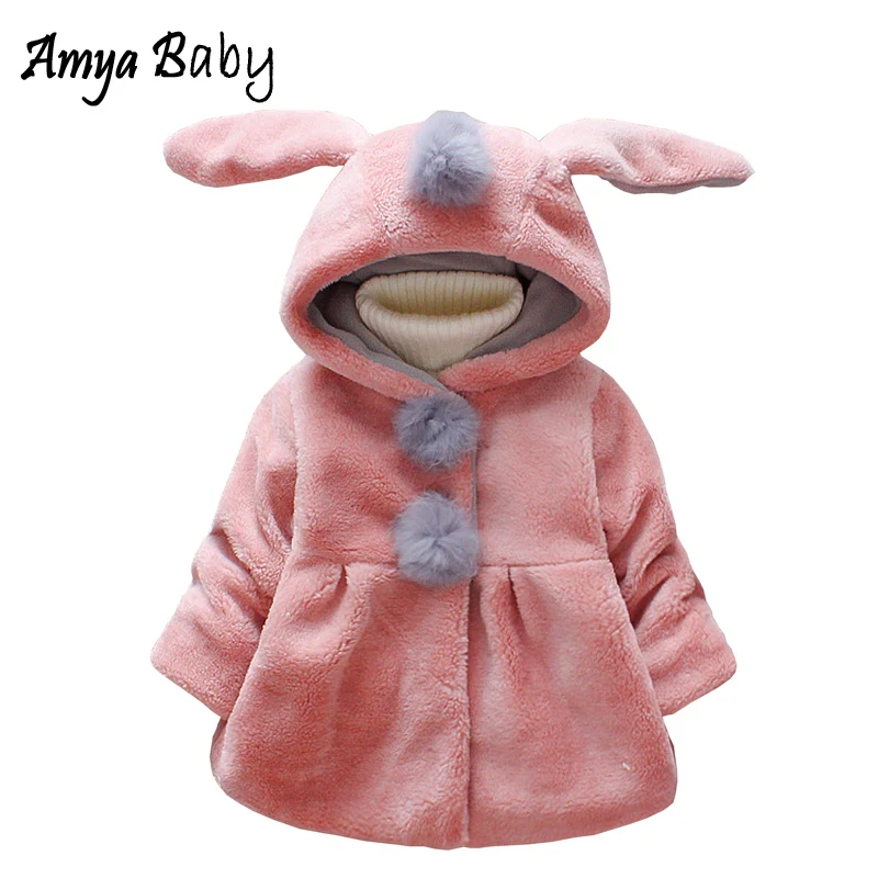 AmyaBaby 2019 куртки для новорожденных Для девочек осень-зима меховое пальто с длинным