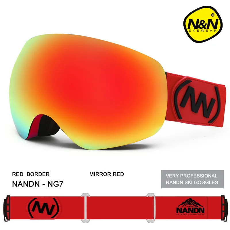 Nandn брендовые лыжные очки двухслойные UV400 Анти-туман большой Лыжная маска очки горнолыжные очки мужские и женские зимние очки для сноубординга